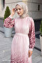 Skirt and Sleeve Pattern Powder Chiffon Dress - 2