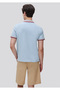 Men's Light Blue Cotton Blend Logo Printed Regular Fit Polo Collar T-Shirt - 2