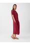 Red Elastic Waist Wide Leg Midi Modal Trousers - 3
