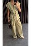 Women's Tie-Up Vest Suit Khaki - 7