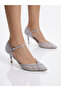 Satin Stone Detailed Mesh Women's Thin Heeled Evening Dress Shoes - 2