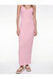 Bürümcük Fabric Long Sheath Dress with Rope Straps and Back Detail - 4