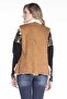 Women's Brown Fur Lined Pocket Sleeveless Camel Loose Vest - 4
