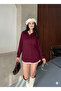 Women's Oversize Suede Plus Size Long Sleeve Buttoned Single Pocket Shirt 4962 - 3