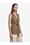 Wide Collar Sleeveless Belted Vest - 2