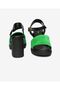 Women's Black Green Genuine Leather Sandals 4Y2Ts59010 - 6