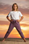 Girl's Purple Color Patterned Comfortable Cut Wide Leg Wrinkled Trousers