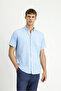 Short Sleeve Relaxed Fit Buttoned Collar Linen Look Cotton Sports Shirt - 4