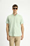Short Sleeve Relaxed Fit Buttoned Collar Linen Look Cotton Sports Shirt - 4