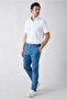 Tapered Fit Cotton Denim Trousers with Side Pockets - 2