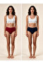 Top Bottom Set of 3 pairs of women's panties, high waist, Modal Cotton , Daily, navy blue, red, dark purple, L - 2