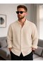 Men's Linen Look Summer Shirt – Iron-Free, Breathable, Comfortable Fit in Cotton Pieces