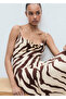 Zebra Patterned Draped Collar Dress - 7