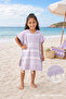 Cotton Children's Bathrobe Poncho Peshtemal 100% Cotton Beach Towel Lilac - 2