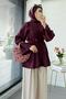 Ribbed Front Detail Flounce Sleeve Tunic - Burgundy - 5
