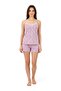 Women's Lilac Floral Patterned Lace Rope Strap Shorts Set - 2