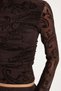 Women's Slim Fit Narrow Cut Crew Neck Long Sleeve Brown Blouse - 6