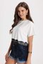 Women's Oversize Wide Cut Lace Detailed Crew Neck White T-Shirt Blouse - 5
