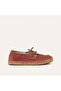 Men's Brick Color Lace-Up Leather Espadrille Shoes - 3