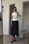 Elastic Waist Lined Pleated Polka Dot Tulle Skirt - Black - 2