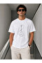 Men's Minimal Guitar Print T-Shirt Summer Short Sleeve Crew Neck T-Shirt - White - 3