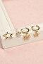 Women's Yellow Steel Star Design 4-Piece Combination Earring Set - 2