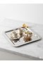 Square Metal Presentation Tray with Butterfly Detail - Stainless Steel, 22X22 cm