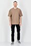 Men Crew Neck Short Sleeve Brand Logo T Shirt, Taupe - 4