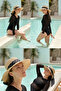 Polka Dot Ribbon Detail Straw Hat 2136 Beige - 4