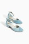 Liora Duo Baby Blue Genuine Leather & Suede Women's Short Heeled Shoes with Ankle Strap, Sizes 34-43 - 3