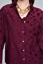 Women's Polka Dot Patterned and Flowy Burgundy Shirt - 2