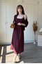 Burgundy Suit with Draped Chest Detail Shirt Dress - 6