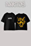 Lone Wolf Design Back Printed Cotton Black Oversize T-Shirt