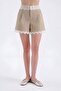 Women's Lace Detailed Lined Woven Fabric Design Shorts