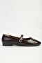 Brown Patent Leather Strappy Ballerina Shoes - 3
