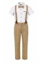 Square Patterned Boy's Short-Sleeved Set / with Suspenders and Bow Tie / Short-Sleeved Shirt and Pants / Boy's Set - 2