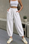 Women's White Linen Fabric High Waist Shalwar Baggy Pants