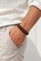 Men's Tiger's Eye Stone Leather Bracelet Double Row Natural Stone Weave Design Interlocking Stylish Bracelet - 2