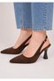 Women's Brown Suede Heeled Stiletto Shoes - 7