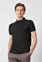 Black Polo Collar Short Sleeve Pocketless Slim Fit Cotton T-Shirt 1011260154 - 4