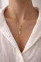 Women's Gold Color Steel Sword Necklace with Stones, Stylish, Minimal, Elegant - 2