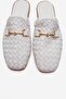Senia White Knitted Genuine Leather Buckle Closed-Front Women's Slippers - 2