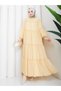 Women's Chiffon Fabric Gathered Layered Hijab Dress