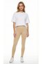 Women's Beige High Waist Seamless Ribbed Sports Leggings Gathering Seamless Nude