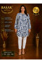 Moda Başak Woven Patterned Tunic Comfortable Cut Plus Size 100% Cotton