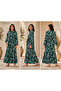 Black & Blue Tropical Feather Print Tiered Casual Dress