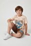 Brown Shark Printed Crew Neck Boys' Shorts Set 23839 - 4