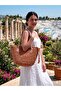 Straw Detailed Rope Strap Lined Strap-On Beach Bag Bottom:28 cm Top:40 cm Length:23 cm - 3
