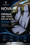 Toyota Corolla Sedan 2002+ Compatible Nova Series Thai Feather Lumbar Support Light Blue Black Premium Seat Cover - 2