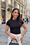 Women's Crew Neck Short Sleeve Basic Lycra Blouse